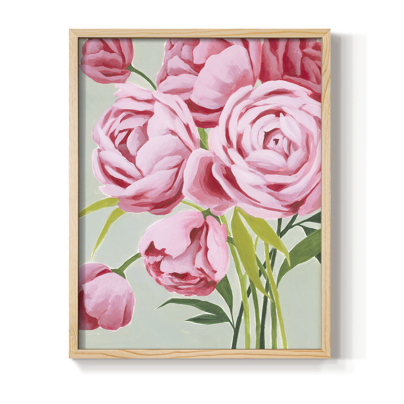 This Year's Peony I, reproduction encadrée - bois massif, H 30 po x l 24 po