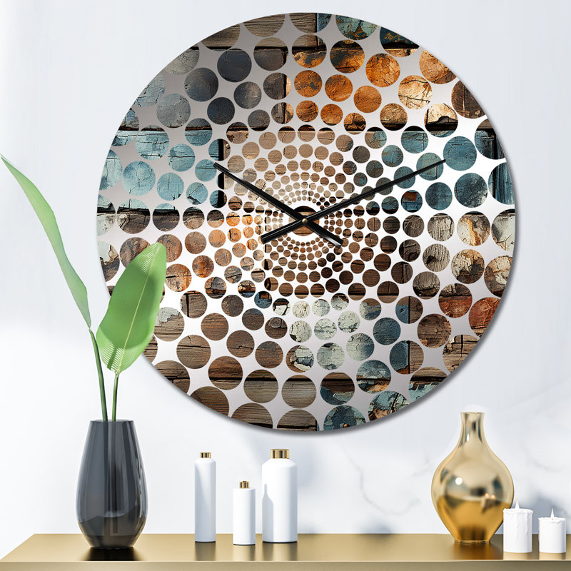 Rustic Modern Cubic Farmhous Planks - Vintage  Wall Clock, Small