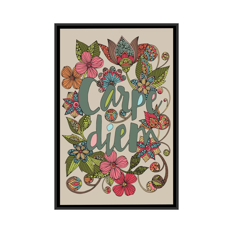 "carpe diem indemnité i" , impression sur toile tendue, H 48 po x l 32 po x P 1,5 po, Toile avec cadre noir