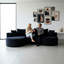 Canapé d'angle incurvé 2 pièces, velours côtelé noir, 3 places et méridienne, sans assemblage, style minimaliste, coussins pour une assise latérale confortable, assise moderne et modulable, espace détente spacieux