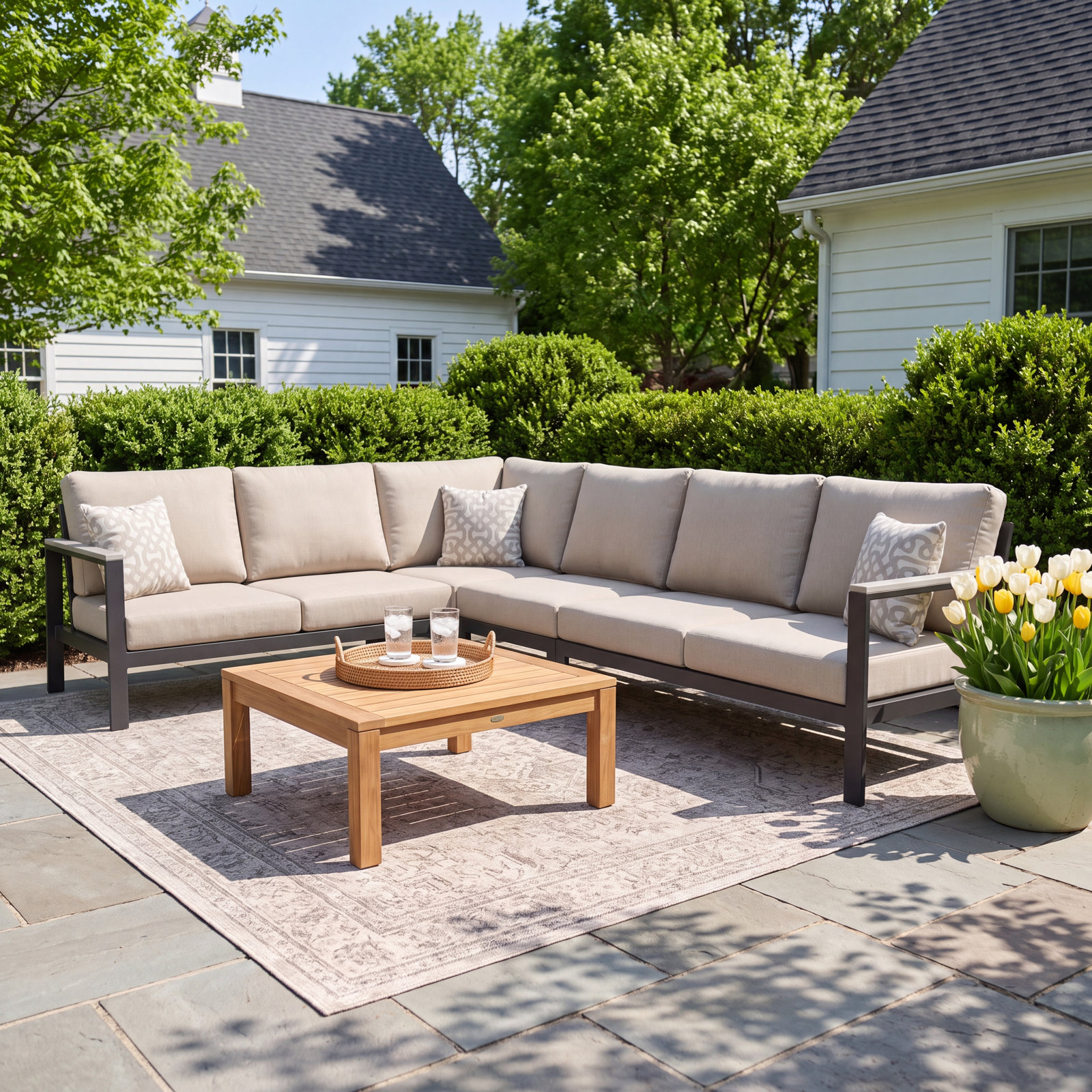 Townsend 88" Sunbrella® Patio Sectional, Cast Silver Sunbrella®