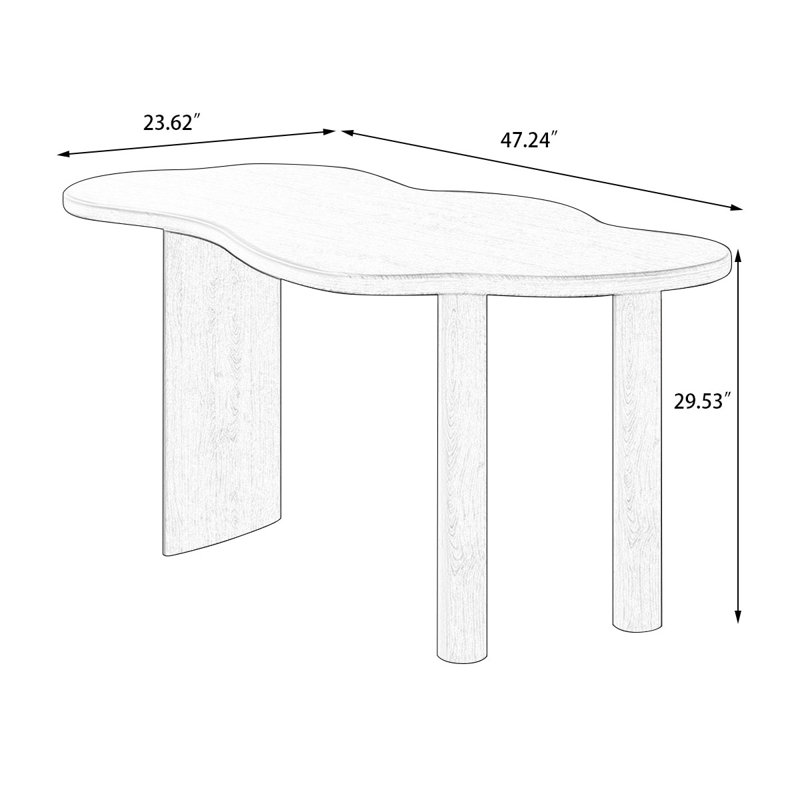 Table de salle à manger Brown, H 29,53 po x L 47,24 po x l 23,62 po