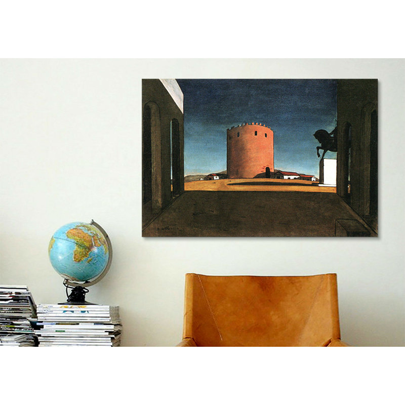 "La tour rouge" par Giorgio de Chirico, reproduction d'art sur toile tendue, H 12 po x l 18 po x P 1,5 po, Pas de tapis