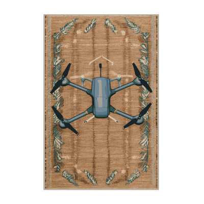 Machine Washable Transportation Beige Area Rug