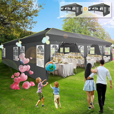 10'Wx30'D Pop Up Canopy, One Push Setup Glow Party Tent