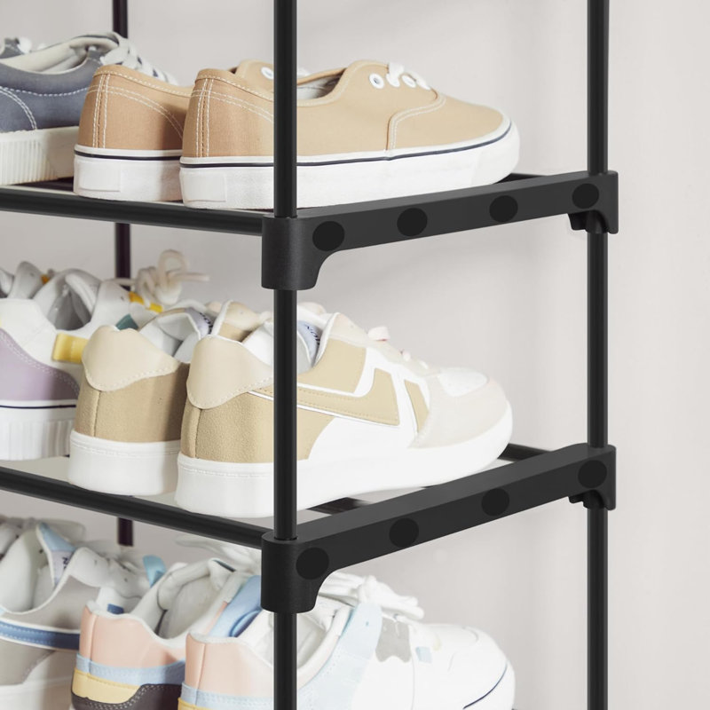 Shoe Rack, 10-Tier Metal Shoe Storage Organiser, Customisable Design, Metal Frame, Space-Saving Rack, For Dressing Room, Hallway, 30 X 94 Cm, Black LSA10BK