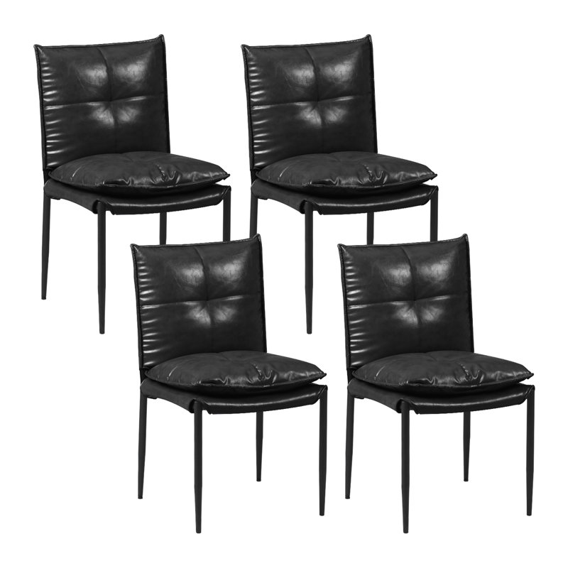 Upholstered Dining Chair, Black, 4, Black