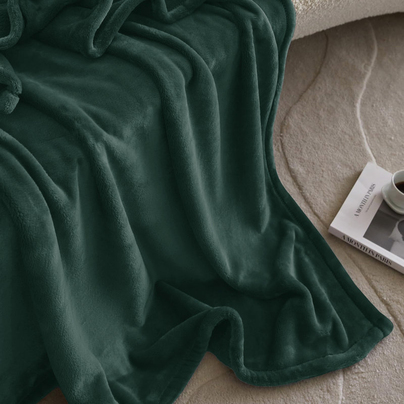  Soft Fleece Blanket - Fuzzy, Warm, Bed/Throw Blanket, Queen (90 inc x 90 inc), Green