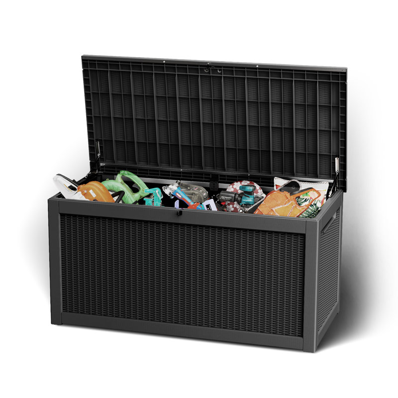 260 Gallons Resin Waterproof Easy-Assembly Outdoor Storage Box, Black