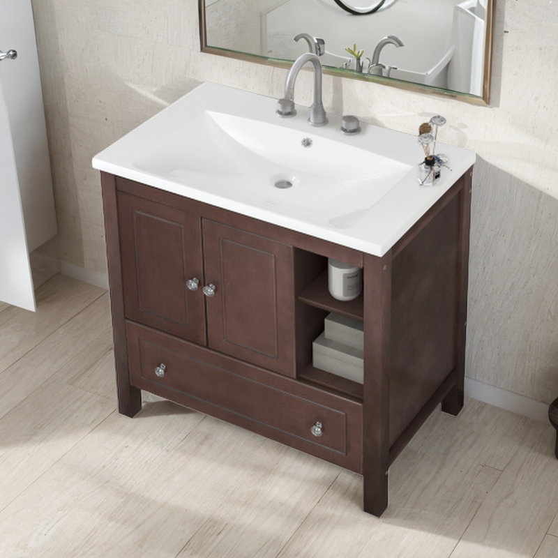 Base de meuble-lavabo simple 36 po seulement, Brun