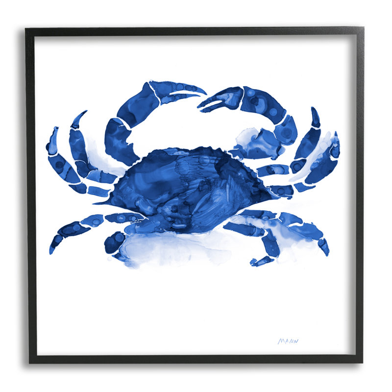 Crabe détaillé bleu faunique, Giclée encadrée noir minuit, H 12 po x l 12 po x P 1,5 po