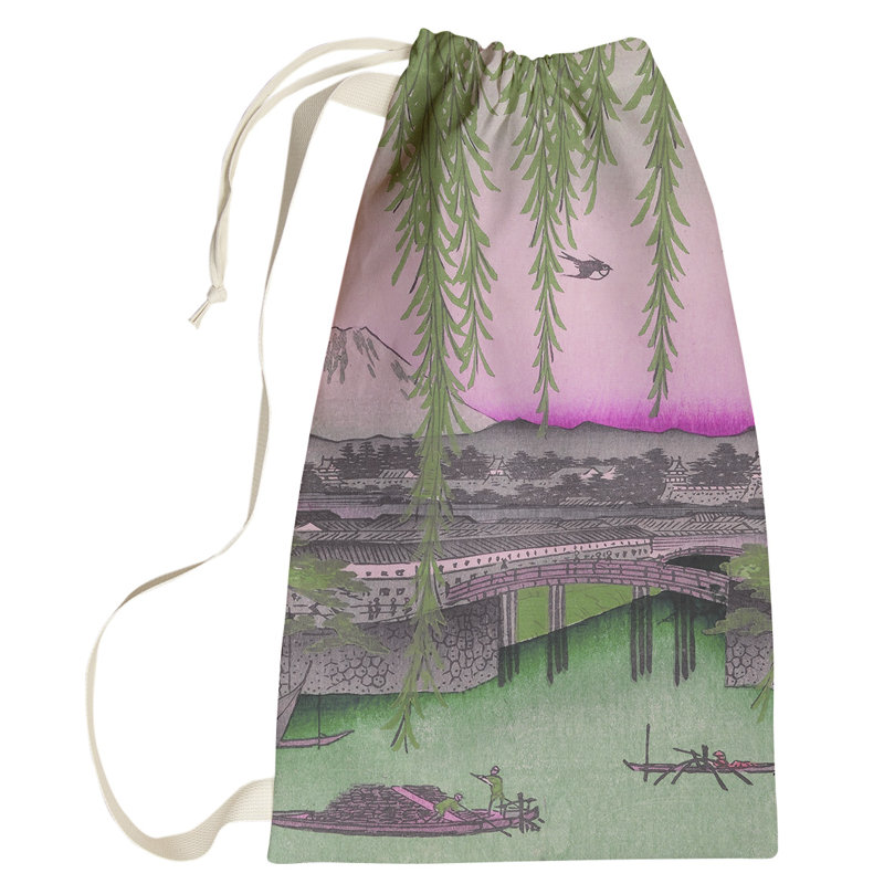 Sac à linge Macintyre Yatsumi Bridge, Petit (H 64 po x l 20 po x P 1,5 po), Vert / Bleu
