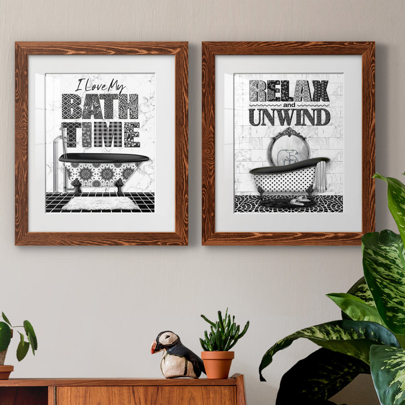 " Bath Time " 2 Piece Art Color Photography Print, 20" H x 34" W x 1.5" D, Maple Framed Paper