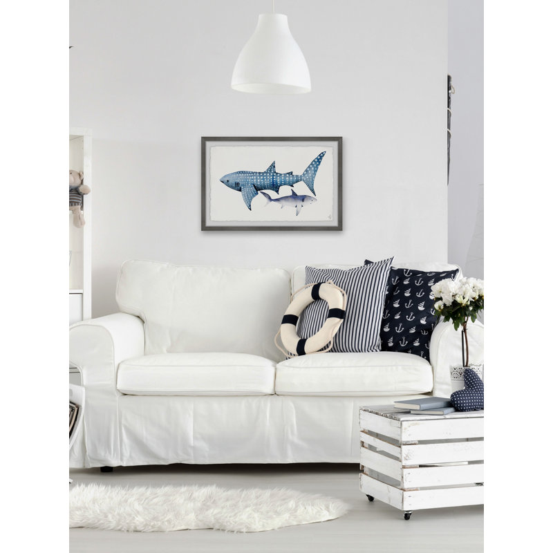 «Caché requin», reproduction encadrée Cirebon, H 16 po x l 24 po x P 1,5 po