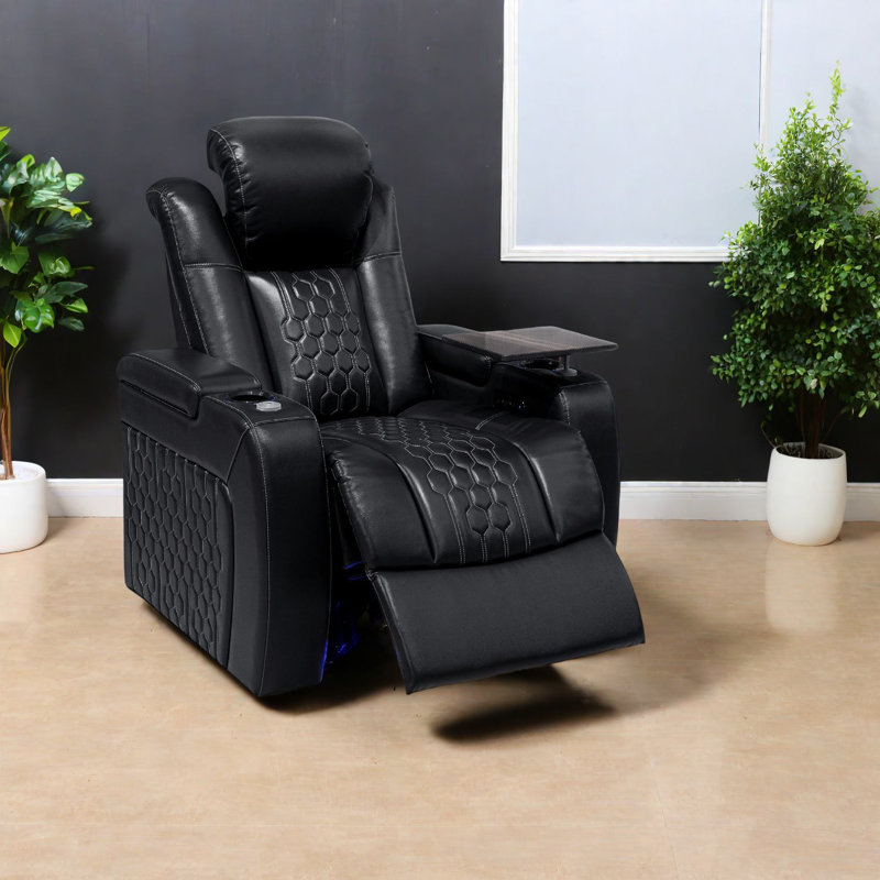 Fauteuils inclinables en cuir de qualité supérieure avec confort réglable, design noir moderne pour le divertissement à domicile
