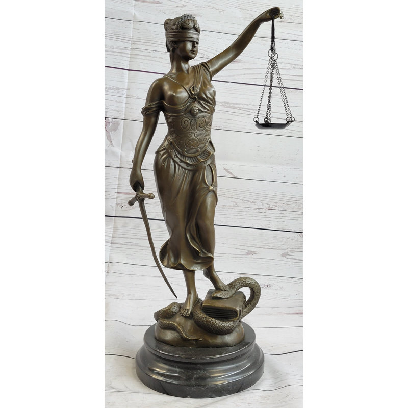 ÉCHELLE DE JUSTICE EN BRONZE STATUE DE SCULPTURE STATUE CLASSIQUE Figurine 18 po