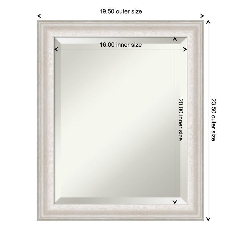 Reshard Wall Mirror, White Wash Silver, 24" x 20"