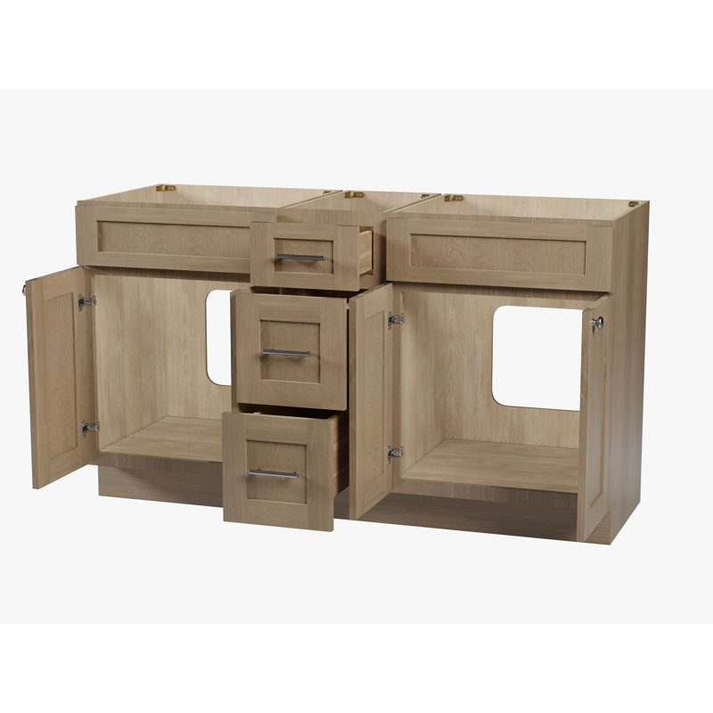 Base de meuble-lavabo double 60 po seulement, Chêne naturel
