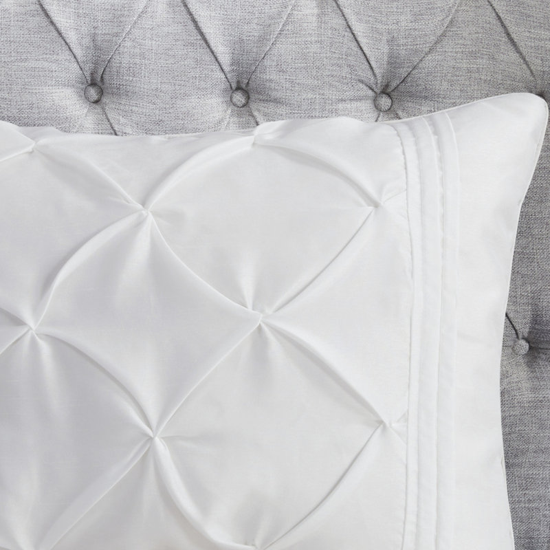 Édredon 7 pièces très grand blanc - l'édredon, les taies décoratives, les oreillers et la jupe de lit se plissent, Blanc