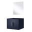 Meuble-lavabo bleu marine l 24 po x P 22 po avec miroir inclus - Rangement spacieux Installation simple et facile à assembler