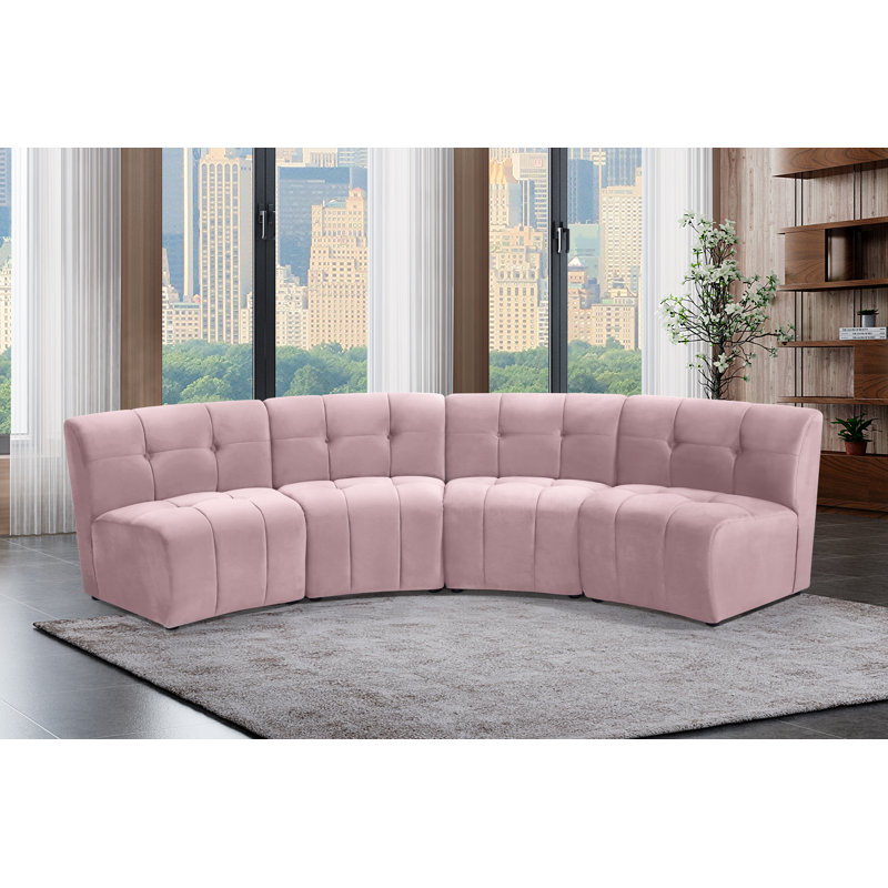 Jedson Velvet Sectional Symmetrical, Pink Velvet