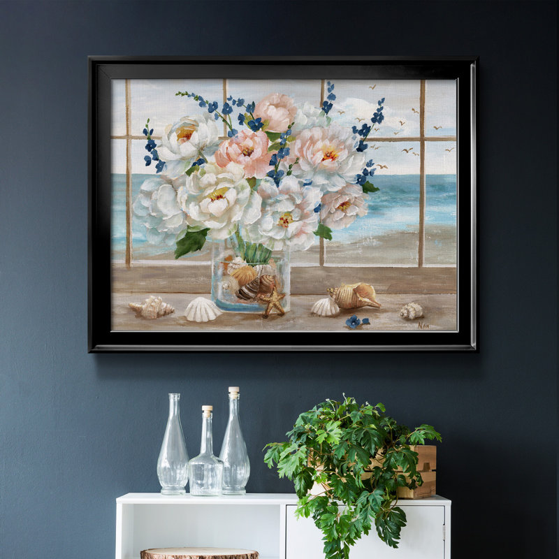 Fenêtre côtière - peinture encadrée, H 18,5 po x l 24,5 po x P 1,5 po, Toile avec cadre noir
