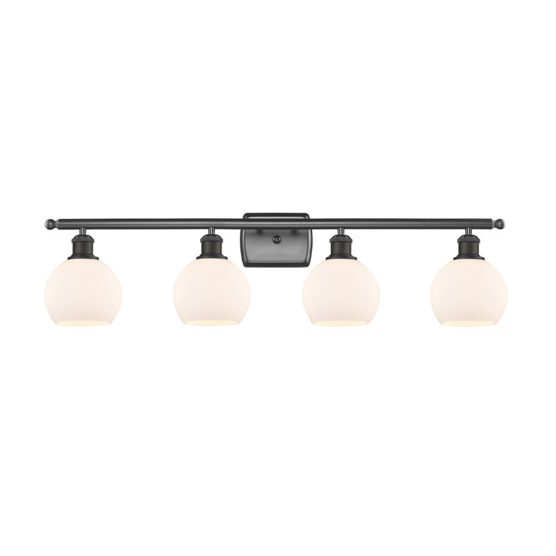 Éclairage pour salle de bain 4 lumières Cindi, Blanc mat, Incandescente, Bronze huilé