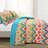 Boho Turquoise/Orange/Purple Standard Cotton Reversible 3 Piece Quilt Set-1114562106