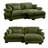Oversize Modern L-Shape Sectional Sofa Two-Seater with Ottoman, Velvet Upholstery with Round Bolster Armrests, Includes Waist Pillow & Throw Pillows-1281197106