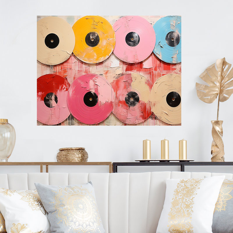 Présentoir de disques de vinyle rose I - Disques de vinyle, art mural en métal MT136810, H 24 po x l 32 po x P 1 po