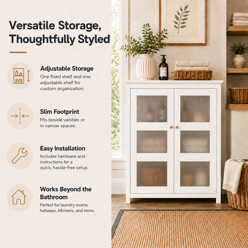Leist 2-Door Freestanding Floor Storage Cabinet with 2 Adjustable Shelves