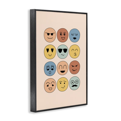 «Divers Expression Smileys», estampe numérique encadrée par JJ Design House, LLC.