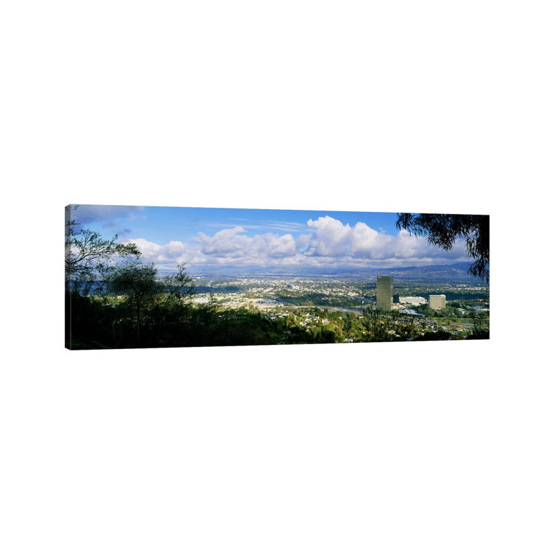 High Angle View of a City, Studio City, San Fernando Valley, Los Angeles, California, USA 1 Piece Wrapped Canvas Panoramic Wall Art