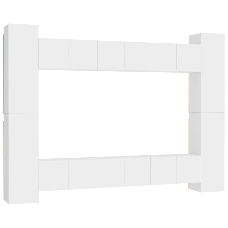 10 Piece TV Cabinet Set Engineered Wood, White