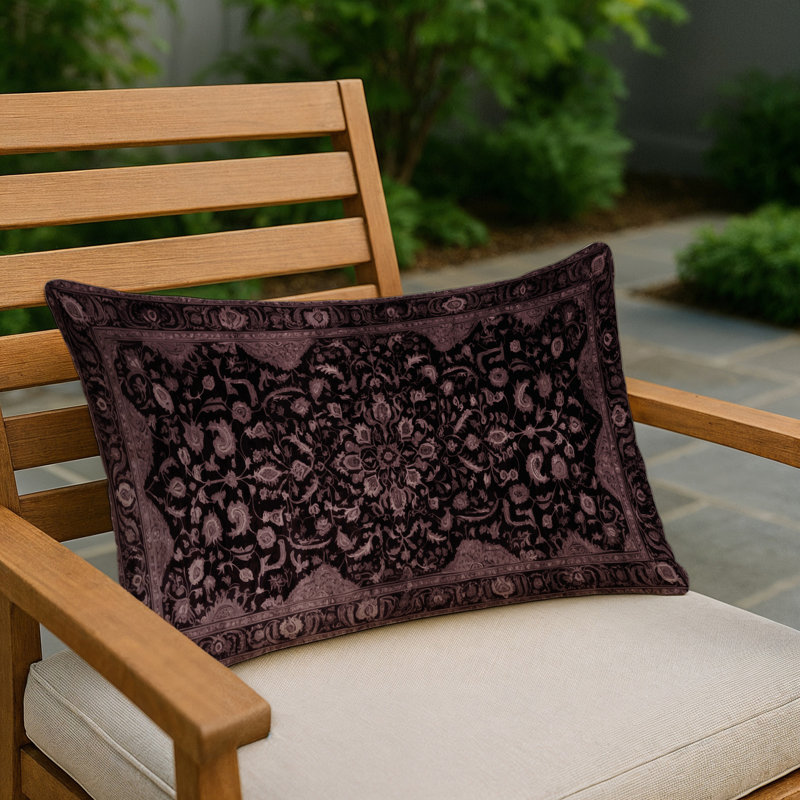 Coussin décoratif intérieur et extérieur Tabriz, Rectangle H 25 po x l 18 po, Noir oriental 153