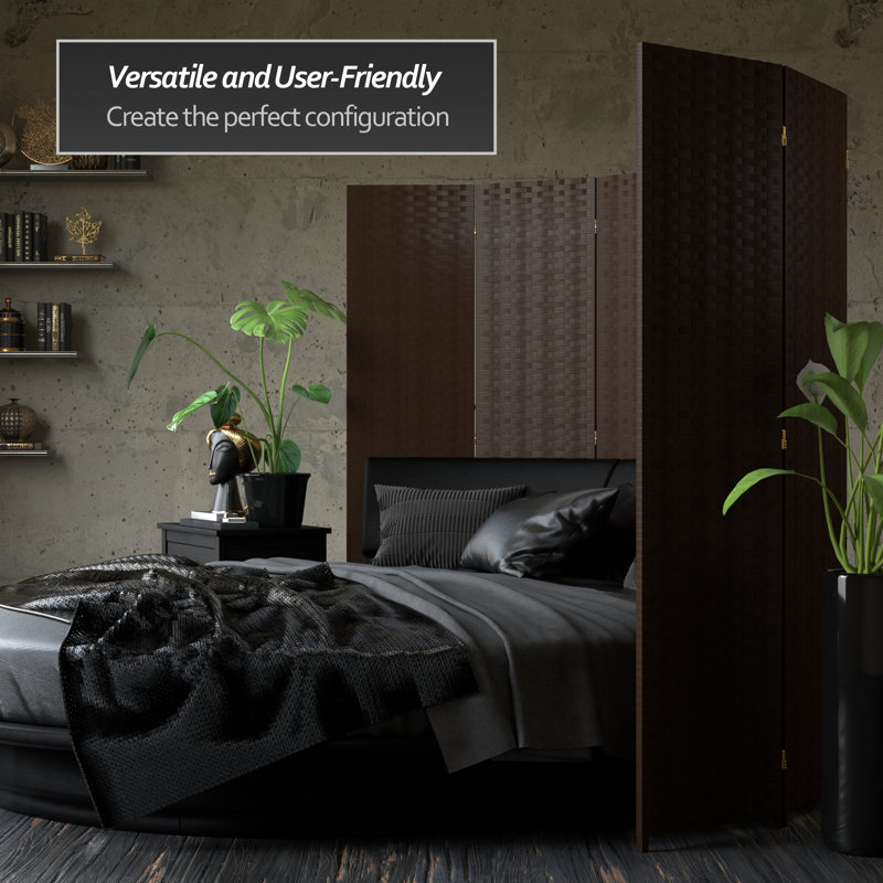 70.75" x 140" 8 Panel Room Divider, 4, 70.75" H x 70" W x 0.75" D, Dark Mocha