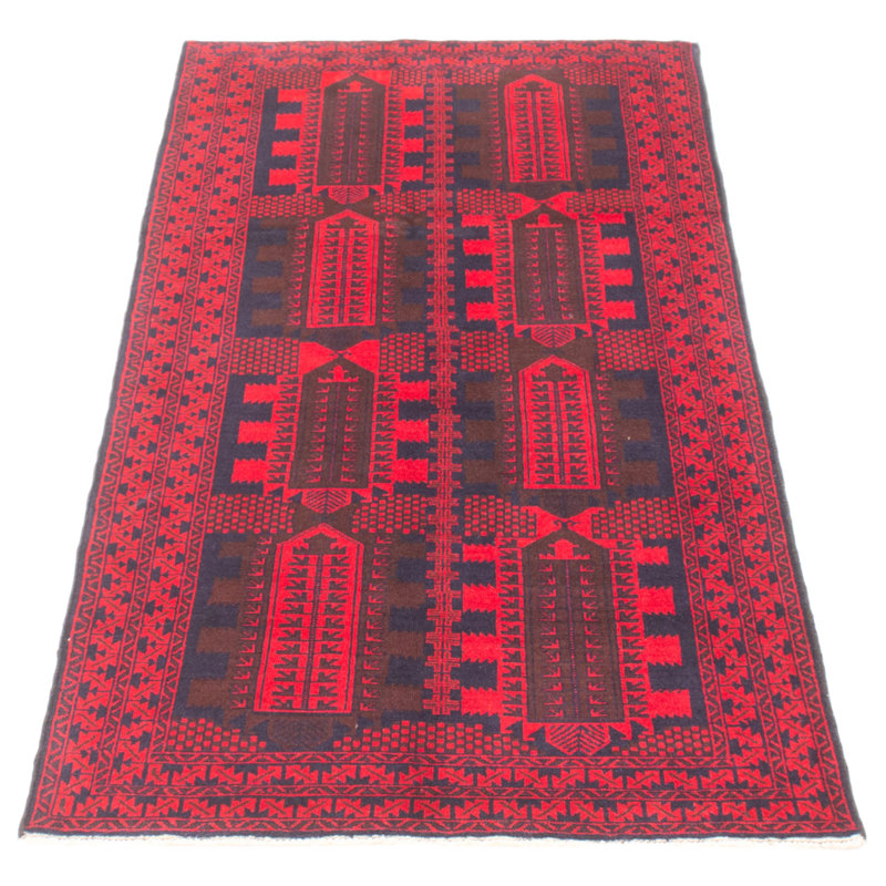 Tapis bleu foncé Teimani 3 pi 5 po x 6 pi 6 po