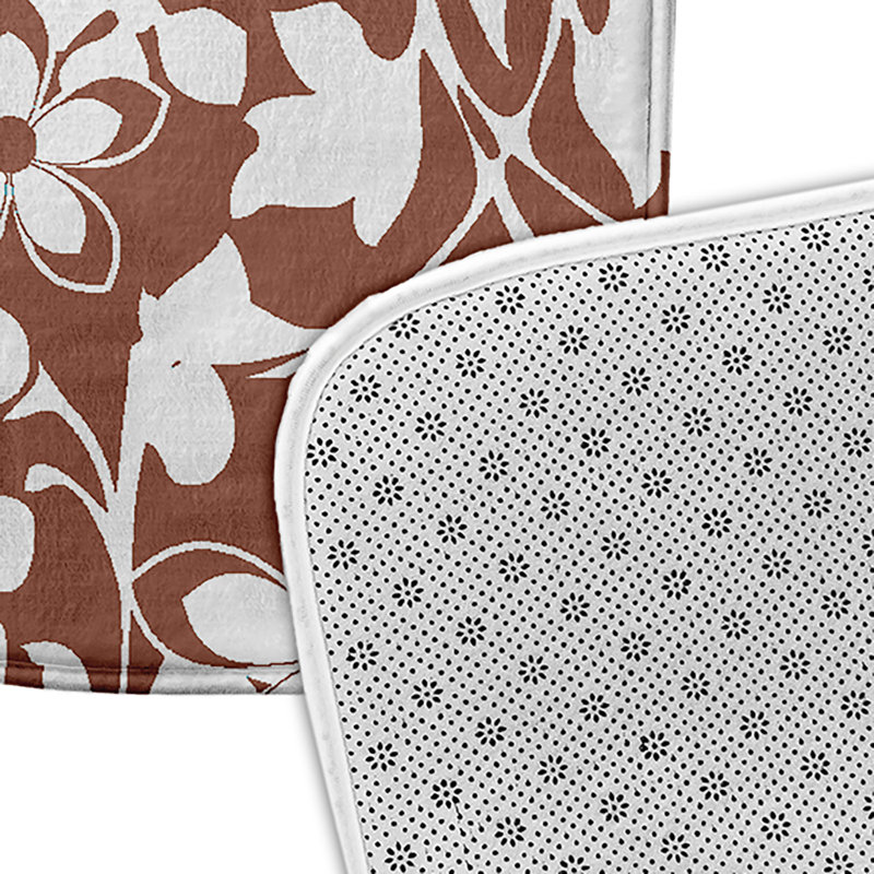 Tapis de bain floral, L 21 po x L 34 po, Brun