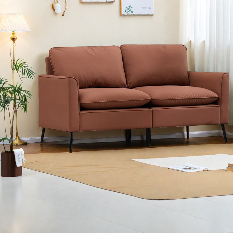 Comfortable Leather Sofas, 55.9 Inch Modern Compact Loveseat For Home