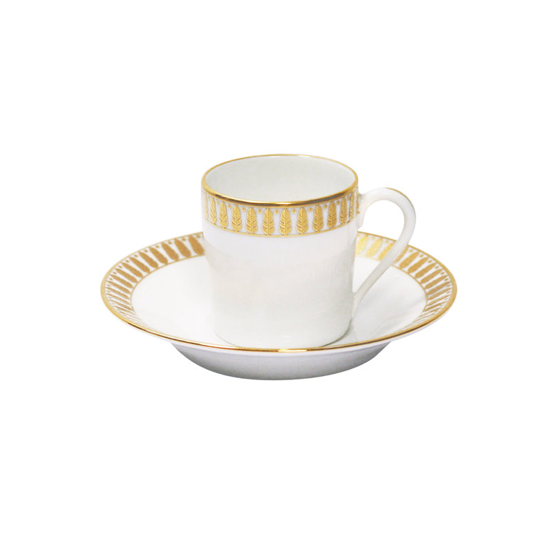 Plumes Porcelain Espresso Cup, Gold, 2.3 oz.