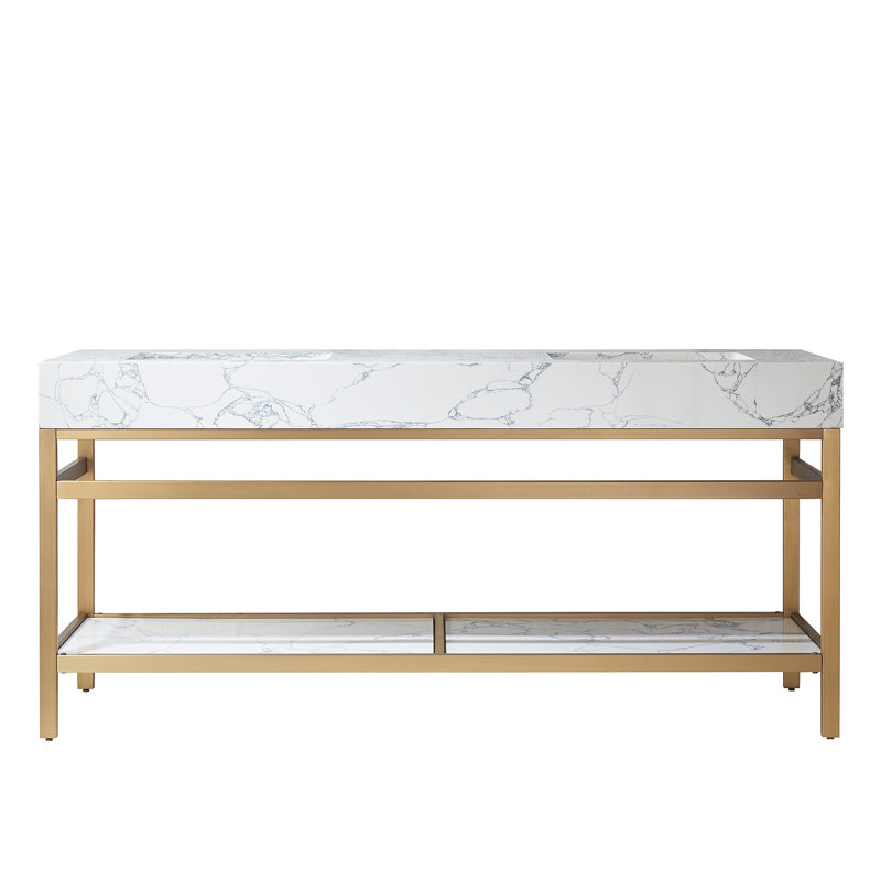 72 " W Freestanding Standard Double Vanity Bathroom Vanity With Engineered Stone Top, Brushed Gold, Gold