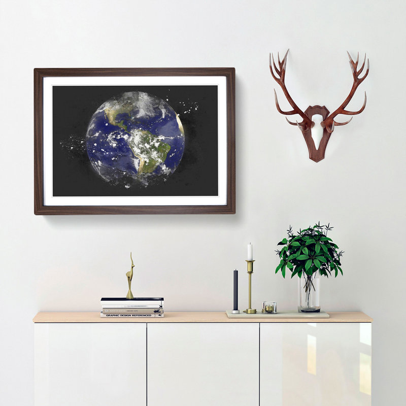 Satellite Image Of Earth - Picture Frame Graphic Art, Walnut Framed, 62cm H x 87cm W x 2cm D