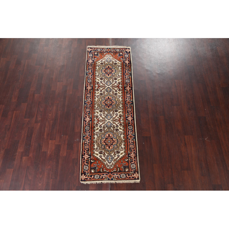 Tapis de couloir oriental en laine Heriz noué à la main 3 x 8