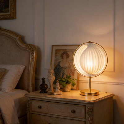 Lampe de table ronde moderne de 18 po de hauteur, lampe lune équipée d'ampoules à 3 couleurs