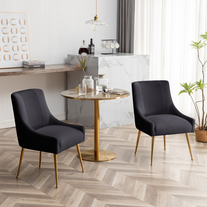 Elian 19.7'' H Velvet Upholstered Side Chair, Black