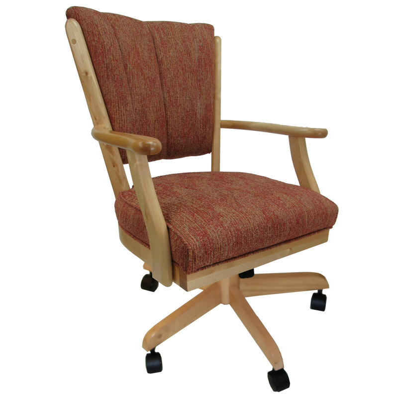 Eowyn Swivel Dining Caster Chair with Arms, Natural, Promise Sienna