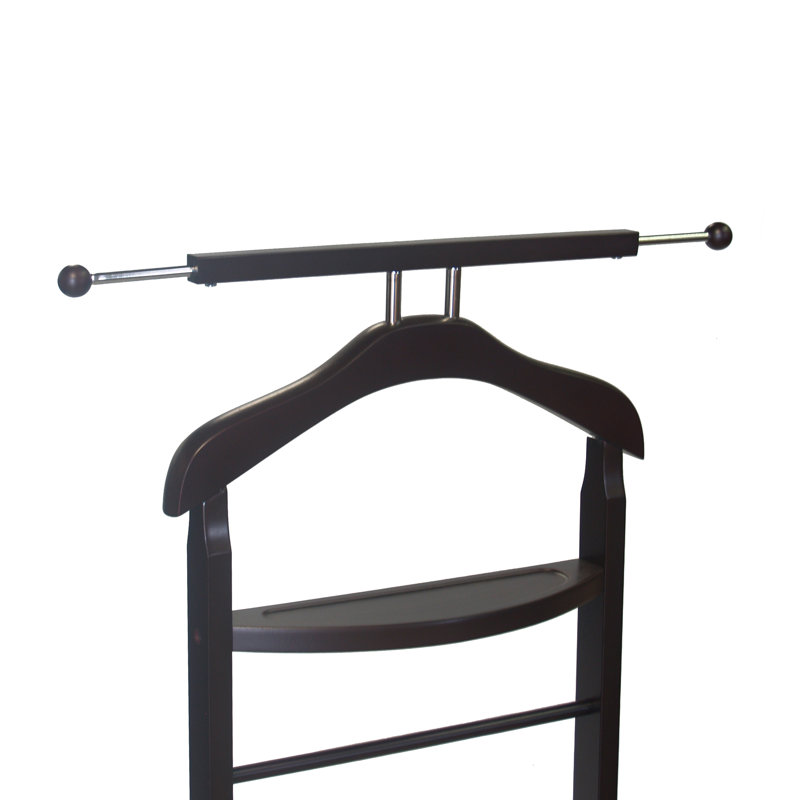 Walnut Wood Knight Valet Stand with Key Rack and Tie Bar