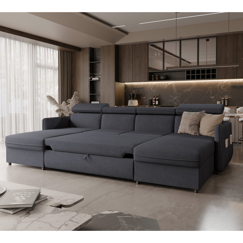 5 Seater Sofa Bed, Dark Grey