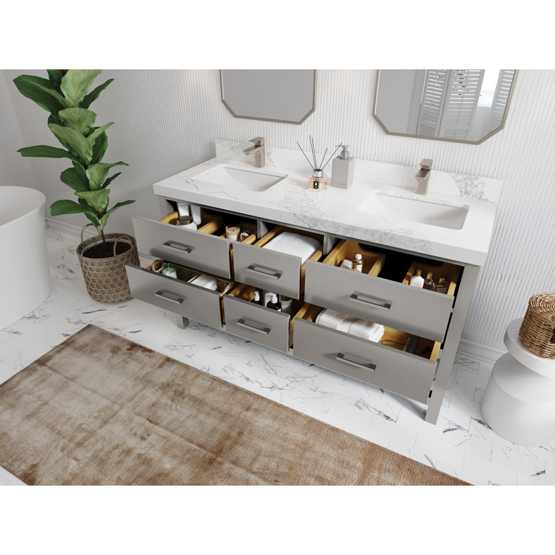 Ensemble de meuble-lavabo double l 60 po Parker, Empira blanc