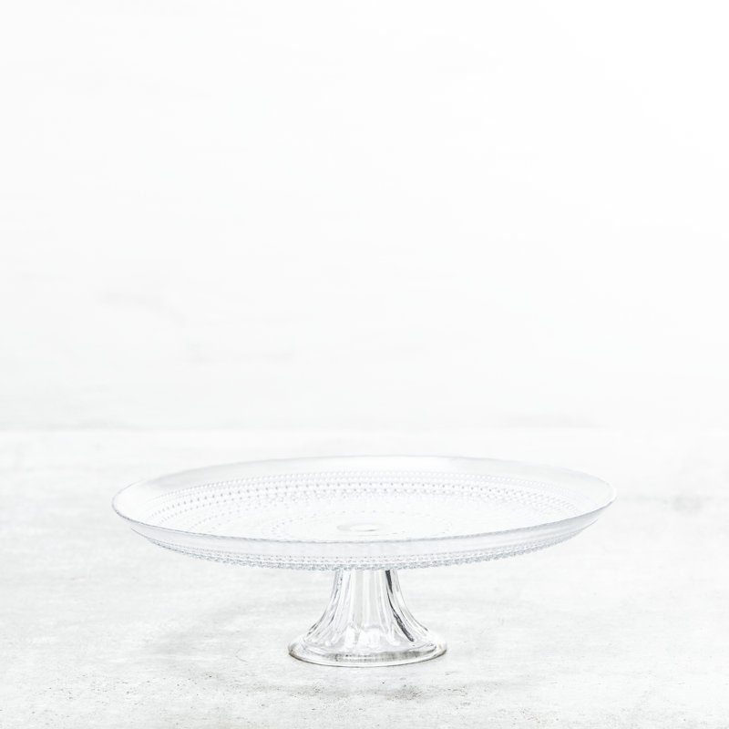 Clear Glass Pedestal Cake Stand with Beaded Detailing